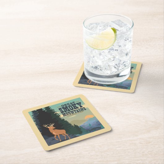 スモーク素晴らしマウンテンズ国立公園 スクエアペーパーコースター (インサイチュ)
