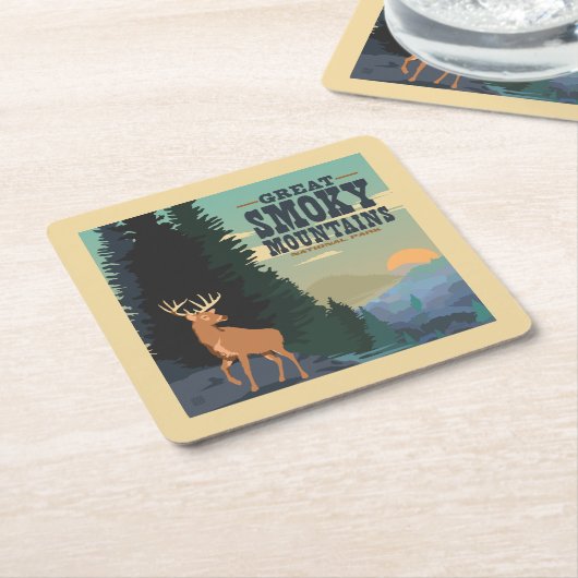 スモーク素晴らしマウンテンズ国立公園 スクエアペーパーコースター (アングル)