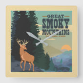 スモーク素晴らしマウンテンズ国立公園 スクエア壁時計 (正面)