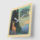 スモーク素晴らしマウンテンズ国立公園 スクエア壁時計 (傾斜)