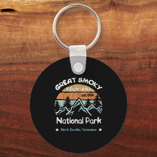 スモーク素晴らしマウンテンズUSナショナルパークキャンピング キーホルダー (正面)
