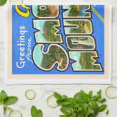 スモーク素晴らしマウンテンヴィンテージはがき キッチンタオル (折り畳み)