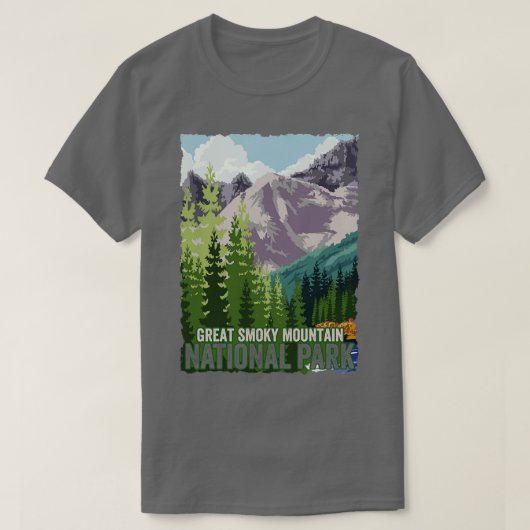 スモーク素晴らしマウンテン国立公園ハイキングのお土産 Tシャツ (デザイン正面)