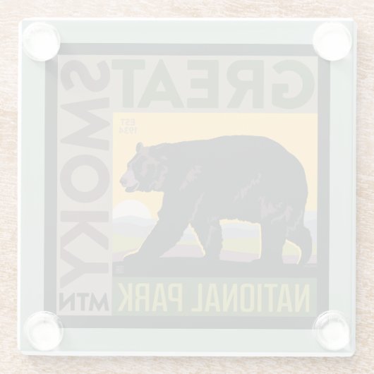 スモーク素晴らしマウンテン国立公園| Bear ガラスコースター (裏面)