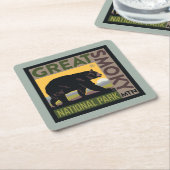 スモーク素晴らしマウンテン国立公園| Bear スクエアペーパーコースター (アングル)