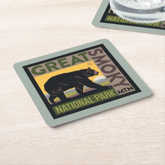 スモーク素晴らしマウンテン国立公園| Bear スクエアペーパーコースター (アングル)