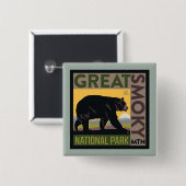 スモーク素晴らしマウンテン国立公園| Bear 缶バッジ (正面&裏面)
