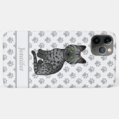 スモーク エジプシャンマウ かわいいキャラクター ネコ + 名前 Case-Mate iPhoneケース (裏面(横))