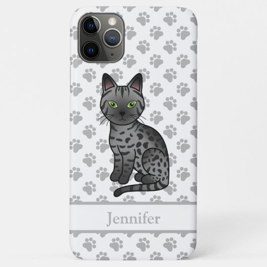 スモーク エジプシャンマウ かわいいキャラクター ネコ + 名前 Case-Mate iPhoneケース (裏面)