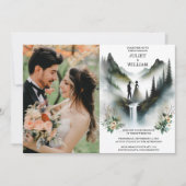 スモーク・マウンテンかわいらしズがカメラの結婚写真 招待状 (正面)