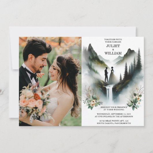 スモーク・マウンテンかわいらしズがカメラの結婚写真 招待状 (正面)