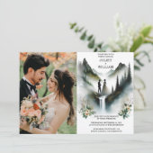 スモーク・マウンテンかわいらしズがカメラの結婚写真 招待状 (スタンド正面)