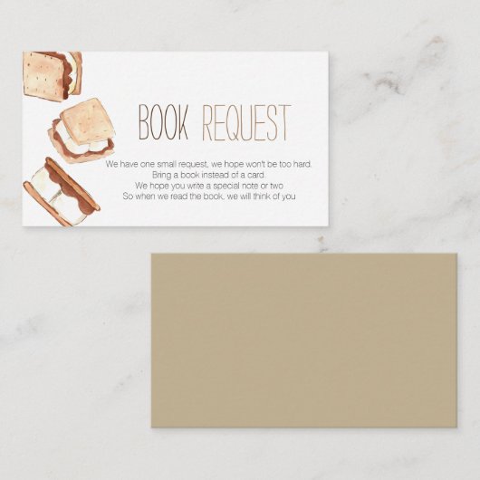 スモールのキャンプ赤ちゃんシャワーブックリクエストカード エンクロージャーカード (正面/裏面)