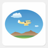 スモールイエロー飛行機スクエアステッカー スクエアシール (正面)