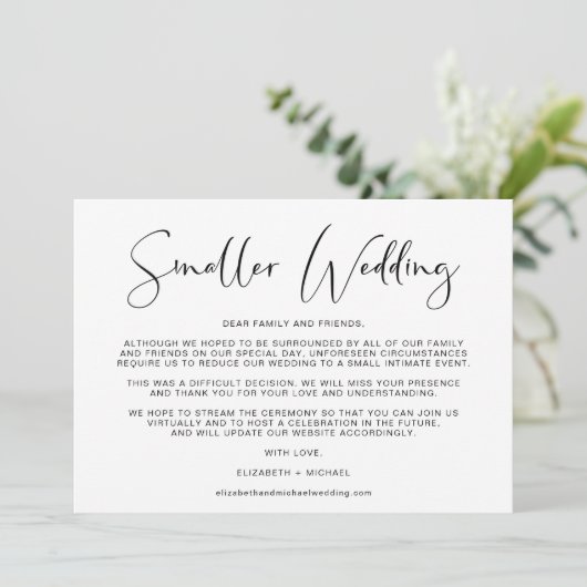 スモールウェディング プラン変更 エレガント 案内状 (スタンド正面)