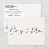 スモールウェディング プラン変更 クリーム エレガント 案内ポストカード (正面/裏面)