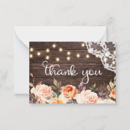 スモールウッドレース赤面&ピーチフローラサンキュー ノートカード