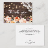 スモールウッドレース赤面&ピーチフローラサンキュー ノートカード (正面/裏面)