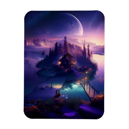 スモールオフショアアイランドウィズバケーションホーム マグネット (縦)