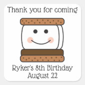 スモールキャンピングバースデーパーティーのお願い スクエアシール (正面)