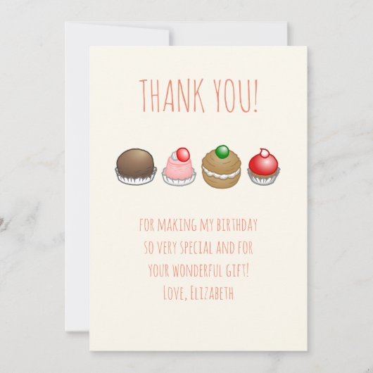 スモールケーキ誕生日 サンキューカード (正面)