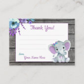 スモールサンキューラベル文字エレファントパープルティール（緑がかった色） 名刺 (正面)