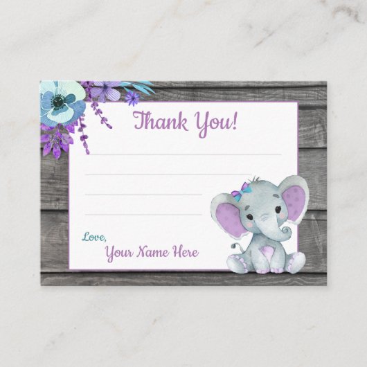 スモールサンキューラベル文字エレファントパープルティール（緑がかった色） 名刺 (正面)