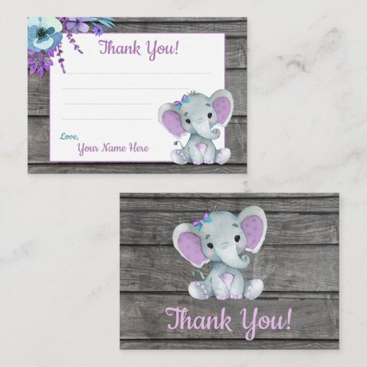 スモールサンキューラベル文字エレファントパープルティール（緑がかった色） 名刺 (正面/裏面)