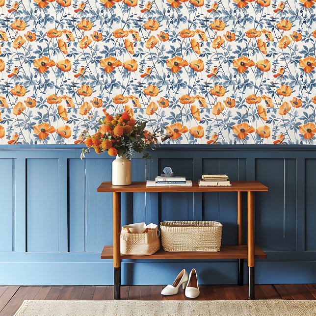 スモールスケールアールヌーボーカリフォルニアポピー 壁紙 (クリエイターアップロード済み)