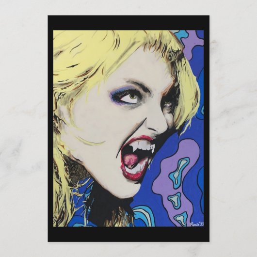スモールスケールプリントの「Kiss Hard」絵画 招待状 (正面)