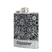 スモールスチームパンクシルバー亜鉛ギア名前をカスタムする フラスク (左)