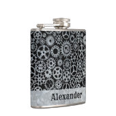 スモールスチームパンクシルバー亜鉛ギア名前をカスタムする フラスク (右)