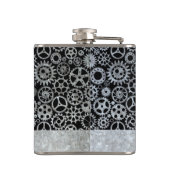 スモールスチームパンクシルバー亜鉛ギア名前をカスタムする フラスク (裏面)