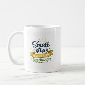 スモールステップで大きな変化 タイポグラフィ コーヒーマグカップ