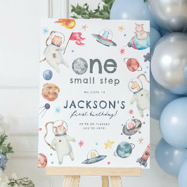 スモールステップ宇宙1st誕生日パーティーウェルカムサイン ポスター