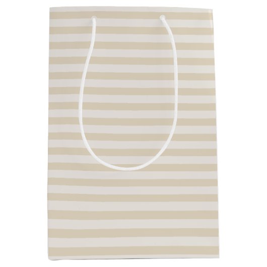 スモールストライプアイボリーベージュエレガント抱き枕 ミディアムペーパーバッグ (正面)