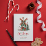 スモールタウンクリスマステーマデザイン カード<br><div class="desc">かわいい小さな町のクリスマステーマのグリーティングカードには、かわいい小さな町のクリスマス飾の家がある。簡単この休日のグリーティングカードをパーソナライズ。</div>