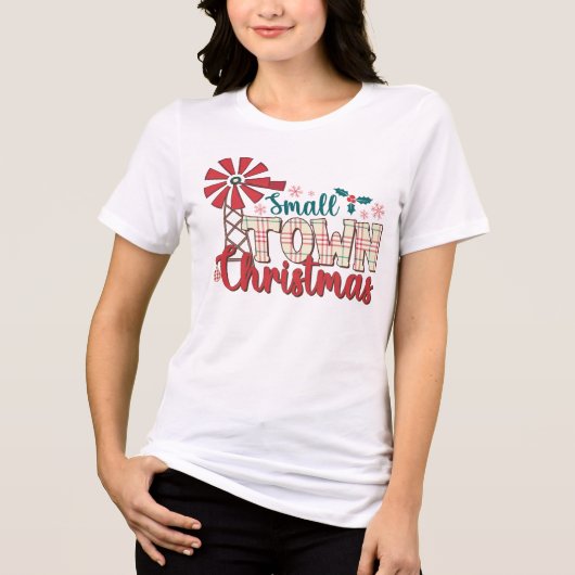 スモールタウンクリスマス素朴タイポグラフィ トライブレンドＴシャツ (正面)