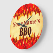 スモールダリングBBQカスタムウォールクロック 赤い炎 ラージ壁時計 (傾斜)