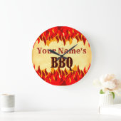 スモールダリングBBQカスタムウォールクロック 赤い炎 ラージ壁時計 (ホーム)