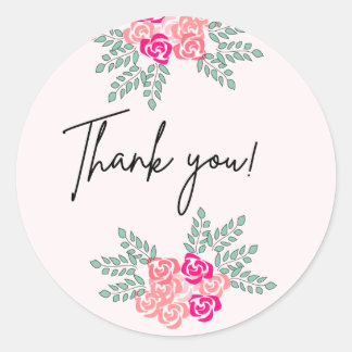 スモールバラサンキューステッカー ラウンドシール