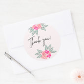 スモールバラサンキューステッカー ラウンドシール (封筒)