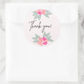 スモールバラサンキューステッカー ラウンドシール (バッグ)