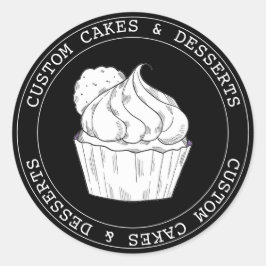 スモールビジネカスタムスモダン黒カップケーキ ラウンドシール