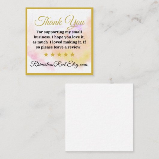 スモールビジネスのお礼のレビューカード スクエア名刺 (正面/裏面)