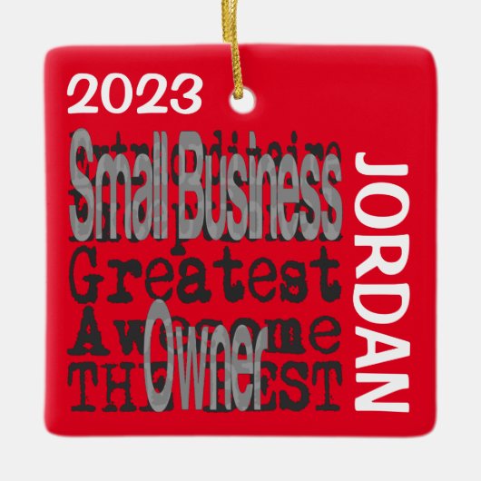 スモールビジネスのオーナーの特別なカスタム セラミックオーナメント (正面)