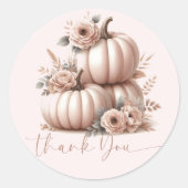 スモールビジネスエレガント赤面ピンクフローラありがとう ラウンドシール (正面)