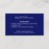 スモールビジネスオーナー起業家ネイビーブルー 名刺 (裏面)