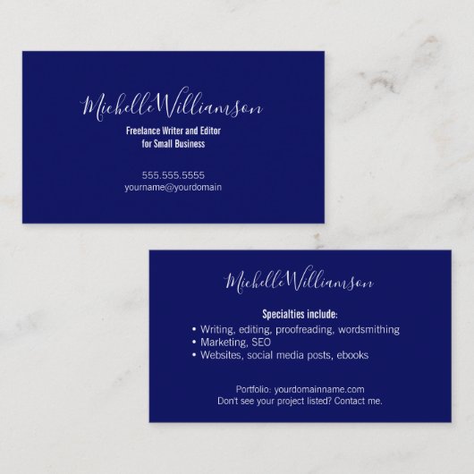 スモールビジネスオーナー起業家ネイビーブルー 名刺 (正面/裏面)