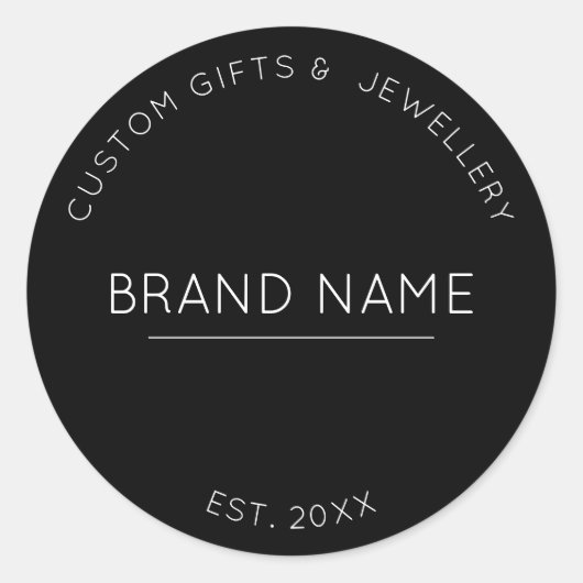 スモールビジネスカスタムのブモダンラックブランド名 ラウンドシール (正面)